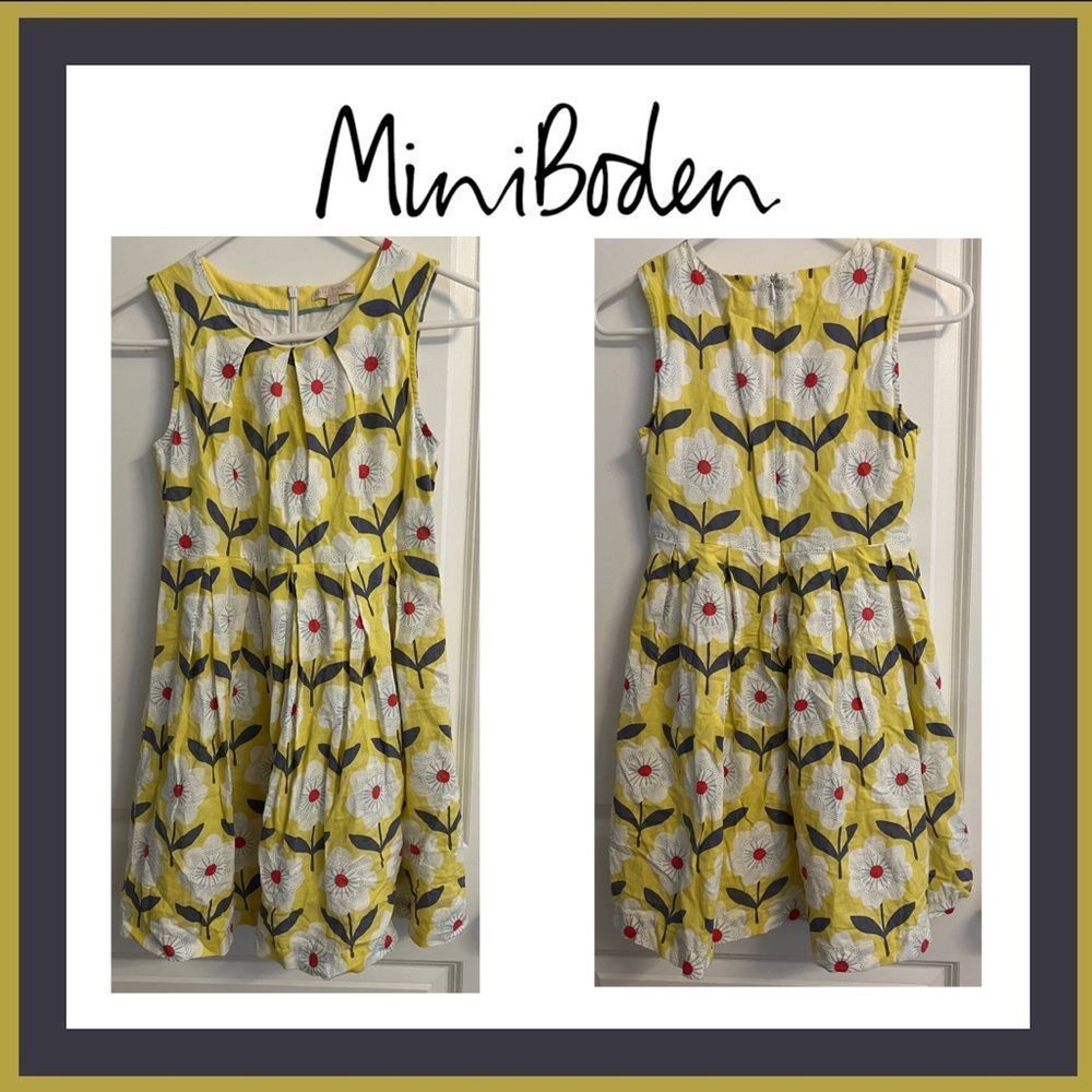 Mini Boden Linen Blend Fully Lined Floral Print Sundress Size 11-12 Years